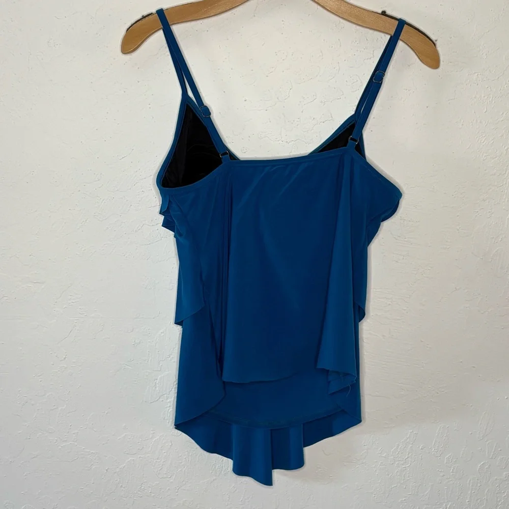 Magicsuit Rita Tiered Slimming Tankini Top Color Cobalt Size 10 Built In Bra USA
